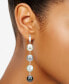 ფოტო #2 პროდუქტის Multicolor Cultured Freshwater Pearl (10mm) Linear Drop Earrings in Sterling Silver