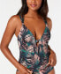 Фото #1 товара Bar Iii 263622 Printed Strappy-Back Tankini Top Swimwear Size Large