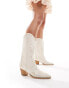 Glamorous embroidered western boots in cream