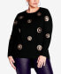 Фото #1 товара Plus Size Sequinela Round Neck Sweater