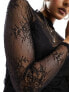 Фото #11 товара Vila lace high neck top in black lace