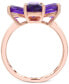 ფოტო #4 პროდუქტის Amethyst Flower Statement Ring (3-1/20 ct. t.w.) in 14K Rose Gold-Plated Sterling Silver