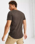 Jack & Jones Essentials cotton longline curve hem t-shirt in brown