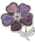 ფოტო #1 პროდუქტის Silver-Tone Crystal & Stone Flower Pin