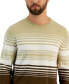 Фото #3 товара Men's Dylan Merino Striped Long Sleeve Crewneck Sweater, Created for Macy's