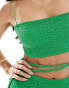 Фото #4 товара Kaiia textured square neck tie back crop top co-ord in green