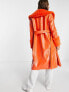 Annorlunda vinyl faux fur trim jacket in orange