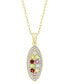 Multi-Gemstone (3/4 ct. t.w.) & Diamond Accent Mosaic 18" Pendant Necklace in 14k Gold-Plated Sterling Silver