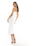 Vesper exclusive cami ruched bust midi dress in white