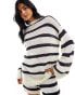 Pretty Lavish stripe knit jumper co-ord in cream and navy