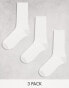 ASOS DESIGN 3 pack sock in white with grey heel and toe detail