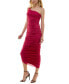 ფოტო #4 პროდუქტის Juniors' Asymmetric-Neck Side-Shirred Bodycon Midi Dress