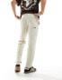 Фото #2 товара Pull&Bear wide leg seam front jogger in ecru