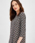 Фото #3 товара Women's Boatneck Printed 3/4-Sleeve Top, Created for Macy's