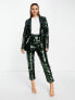 ASOS DESIGN sequin cropped trouser in green