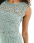 Vila Bridesmaid lace and tulle maxi dress in sage green