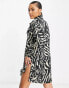 Фото #2 товара Missguided oversized shirt dress in zebra print