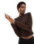 Фото #2 товара COLLUSION long sleeve slash neck shimmer top in brown