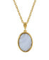 Фото #1 товара 2028 14K Gold Plated Semi Precious Lace Agate Oval Pendant Necklace