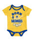 Unisex Newborn Infant Royal and Gold and Cream Milwaukee Brewers Three-Pack Number One Bodysuit