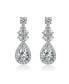 ფოტო #3 პროდუქტის Elegant Sterling Silver White Gold-Plated Clear Cubic Zirconia Drop Earrings