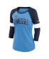 ფოტო #3 პროდუქტის Women's Tennessee Titans Light Blue and Heather Navy Football Pride Raglan 3/4-Sleeve T-shirt