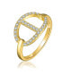 ფოტო #1 პროდუქტის 14K Gold Plated with Clear Cubic Zirconia Featuring a Mesmerizing Design Ring