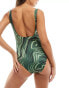 Weekday Desert swimsuit with wave print in green exclusive to ASOS Зеленый, XS - EU 34 - фото #2