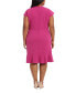 Фото #2 товара Plus Size Short-Sleeve V-Neck Faux-Wrap Dress