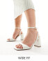 ASOS DESIGN Wide Fit Hotel barely there block heeled sandals in ivory Бежевый, 40 - фото #1