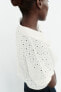 Short shirt with cutwork embroidery