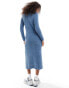 Фото #3 товара ONLY textured maxi knitted dress in blue