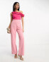 In The Style exclusive contrast frill one shoulder jumpsuit in pink