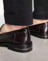 Фото #2 товара Walk London Oliver penny loafers in burgandy hi shine