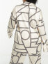 4th & Reckless Plus satin button front shirt co-ord in cream print