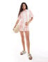 JDY boxy shirt co-ord in white & pink stripe Бежевый, S - EU 36 - фото #3