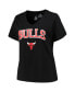 ფოტო #2 პროდუქტის Women's Black Chicago Bulls Plus Size Arch Over Logo V-Neck T-shirt
