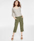 Фото #1 товара Petite Mid Rise Bungee-Hem Capri Pants, Created for Macy's