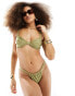 Фото #3 товара Miss Selfridge mix and match high leg bikini bottom in khaki