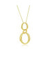 Gold Plated Over Sterling Silver High Polished Double Oval Pendant Necklace