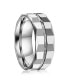 High Polished Lined Faceted Tungsten Ring