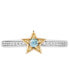 Swiss Blue Topaz (1/10 ct. t.w.) & Diamond (1/6 ct. t.w.) Jasmine Star & Moon Ring in Sterling Silver & 14k Yellow Gold