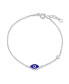 Turkish Minimalist Simple Evil Eye Charm Bracelet For For Women Accent Cubic Zirconia CZ Sterling Silver Extender