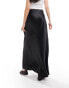 Фото #3 товара Miss Selfridge liquid satin bias maxi skirt in black