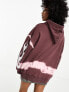 Фото #7 товара ASOS DESIGN oversized tie dye hoodie with ohio graphic in burgundy