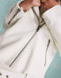 Miss Selfridge oversized faux leather biker jacket in white