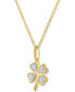 Diamond Accent Clover Pendant Necklace in 14k Gold-Plated Sterling Silver, 16" + 2" extender