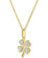 Фото #3 товара Macy's diamond Accent Clover Pendant Necklace in 14k Gold-Plated Sterling Silver, 16" + 2" extender