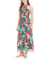 Фото #1 товара Women's Floral-Print Wrap-Neck Tie-Front Halter Maxi Dress