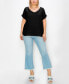 ფოტო #4 პროდუქტის Plus Size Gauze V-neck Rolled Sleeve Top